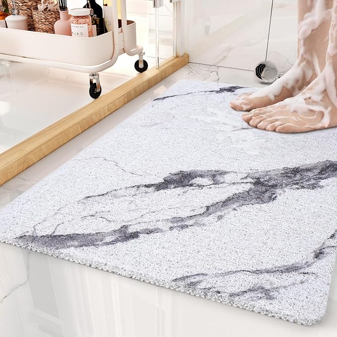 Non-Slip Bathtub Mat, 17x 30 Inch, Shower Mats for Bath Tub, PVC Loofah Bathroom Mats for Wet Areas, Quick Drying