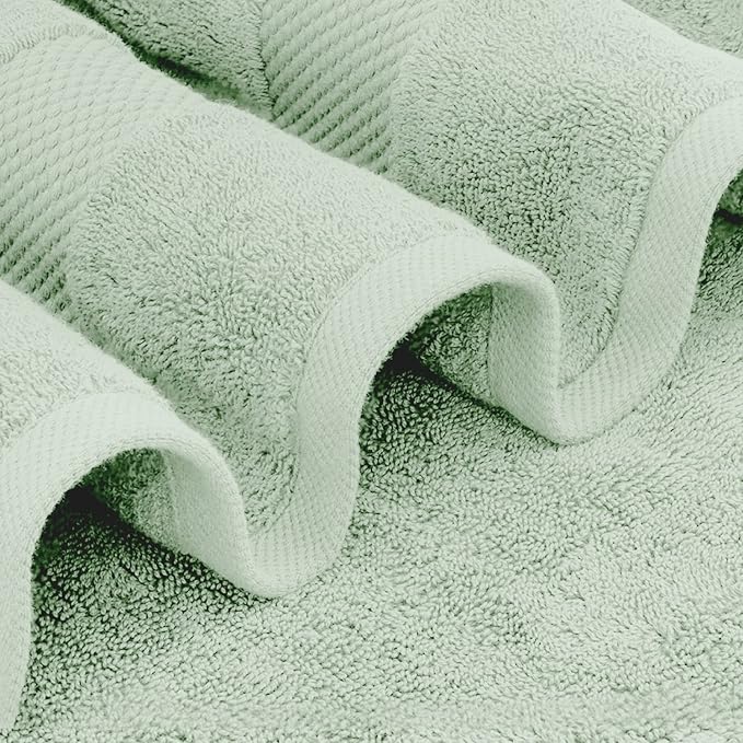 White Classic Luxury Bath Sheet Towels Extra Large | Highly Absorbent Hotel spa Collection Bathroom Towel | 35x70 Inch | 2 Pack (Green)