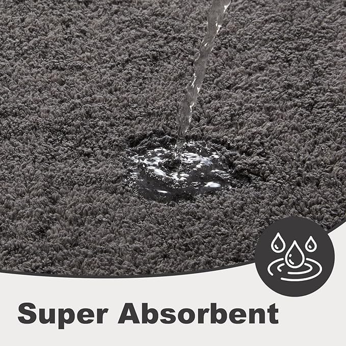TYUU Bathroom Runner Rug, Ultra Soft Long Bath Mat Machine Washable Super Absorbent Quick Dry Bathroom Runner Rugs 24 x 60 Non Slip, Dark Grey 24" x 60"