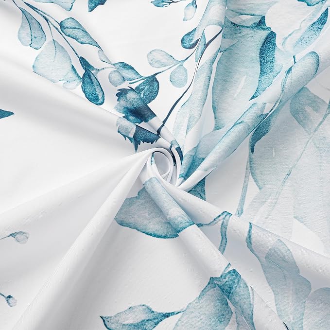 Spa Blue Eucalyptus Shower Curtain, Watercolor Floral Print, 72x78 | Watercolor Plant Leaves Floral Print, Waterproof Fabric Bathroom Decor, Machine Washable, Rustproof Grommets