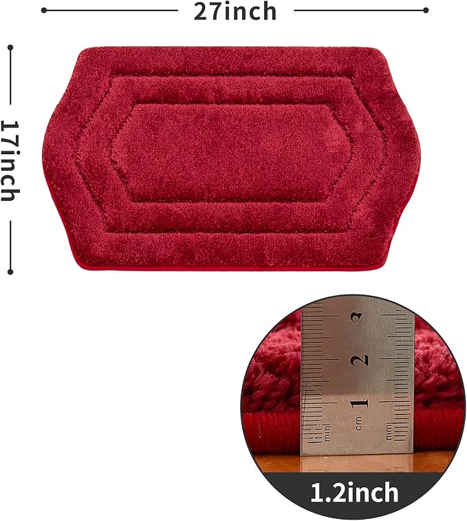 COSY HOMEER Non-Slip Bath Mat Extra Thick Absorbent Plush Washable | 17"x27" Red Non-Slip Extra Thick Plush Absorbent Machine Washable Bath Mat Bathroom Rug Floor Tub Shower