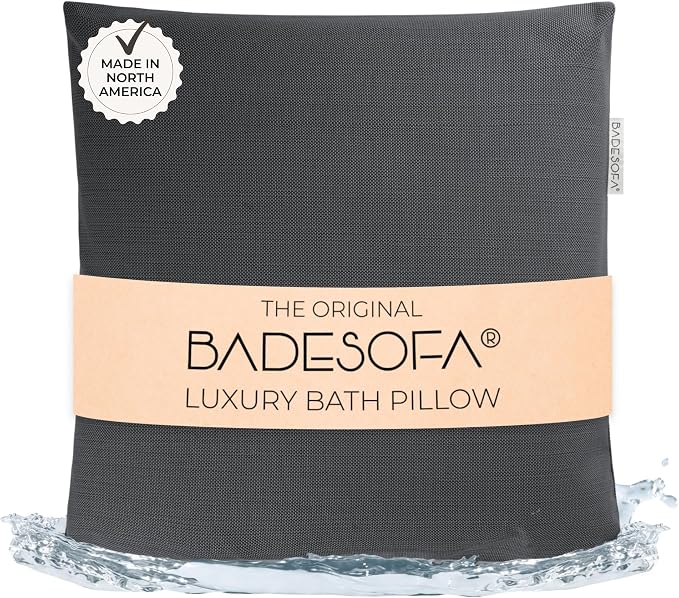 BADESOFA® Luxury Bath Pillow M in Charcoal, Quick-Drying Bath Back Pillow | Thick & Comfortable Tub Pillow for Bathtub, Full Body Support, Premium Spa Cushion, Luxury Bath Gift