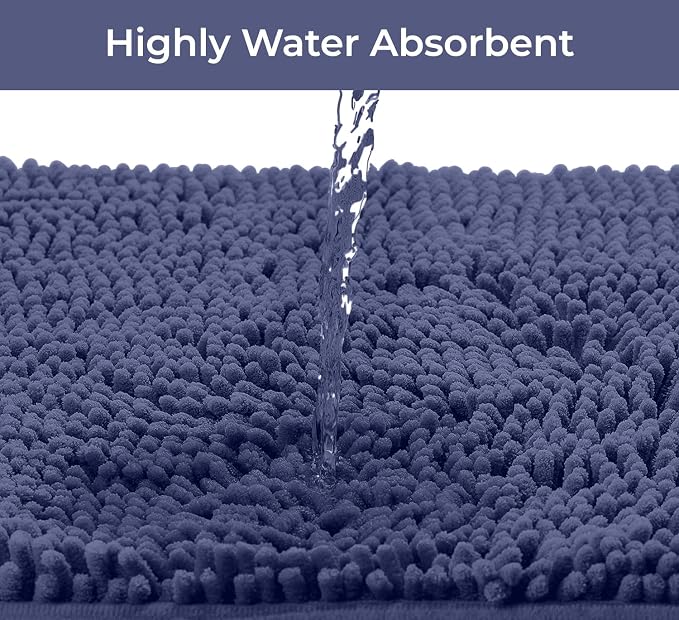 LuxUrux Bath Mat, Extra-Soft Plush Non-Slip Bathroom Rug, Luxury Chenille Microfiber Material, Super Absorbent Shaggy Bath Rug. Machine Wash & Dry (17 x 24 inches, Blue-Purple)