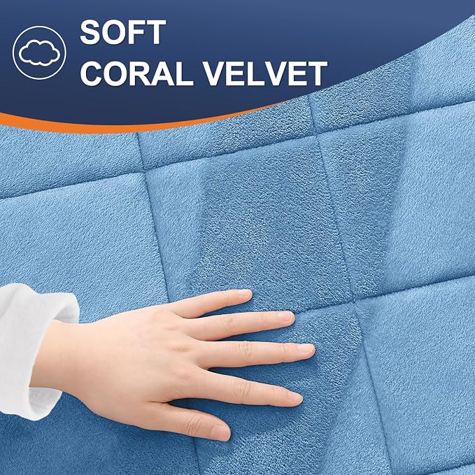 OLANLY Memory Foam Bath Mat 47x20, Ultra Soft and Absorbent Bathroom Rugs | Blue, Quick Dry, Machine Washable Shower Bath Rugs, Comfortable Bath Carpet for Bathroom Floor, Tub and Shower