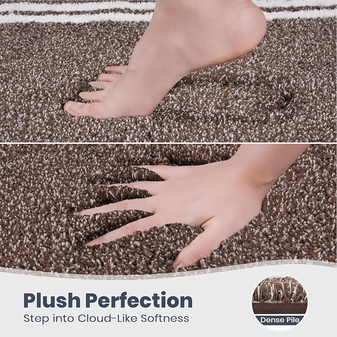 PURRUGS Bathroom Rug, Bath Mat, 20" x 24" U-Shaped, Brown | Machine Washable, Non-Slip, Waterproof TPR Backing, Super Absorbent, Quick Dry, Contour Rug for Toilet Base