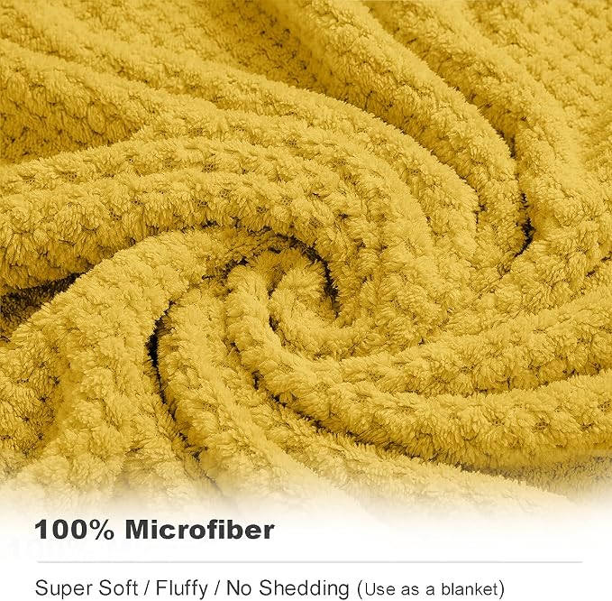 8-Piece Bath Towel Set, 2 Extra Large Bath Towel Sheets, 2 Hand Towels and 4 Washcloths - Highly Absorbent Quick Dry Microfiber,Ultra Soft Towel Set for Bathroom Waffle Weave, Pack of 8 (Sweet Yellow)