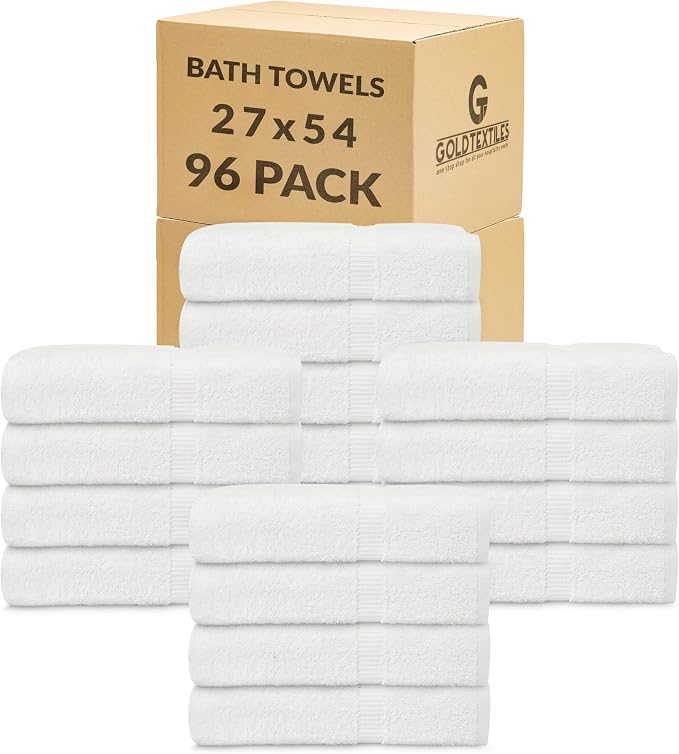 Premium Bath Towel Set (Pack of 96,27 x 54) 100% Ring-Spun Cotton Towels for Hotel, Spa, Soft and Absorbent