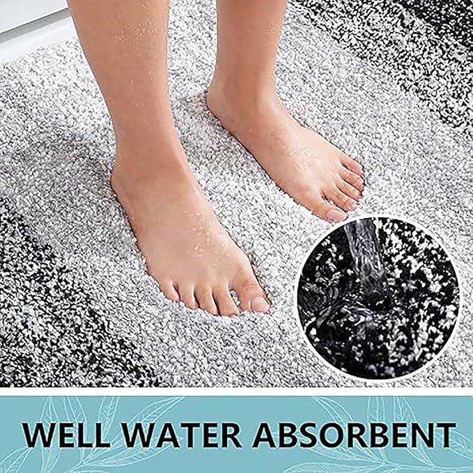 Arotive Microfiber Bathroom Rugs, Shaggy Soft Absorbent Bath Rug, 40x24 | Black, Rubber Backing Thick Plush Machine Washable Dry Bath Mats for Bathroom, Tub and Shower, Rectangular