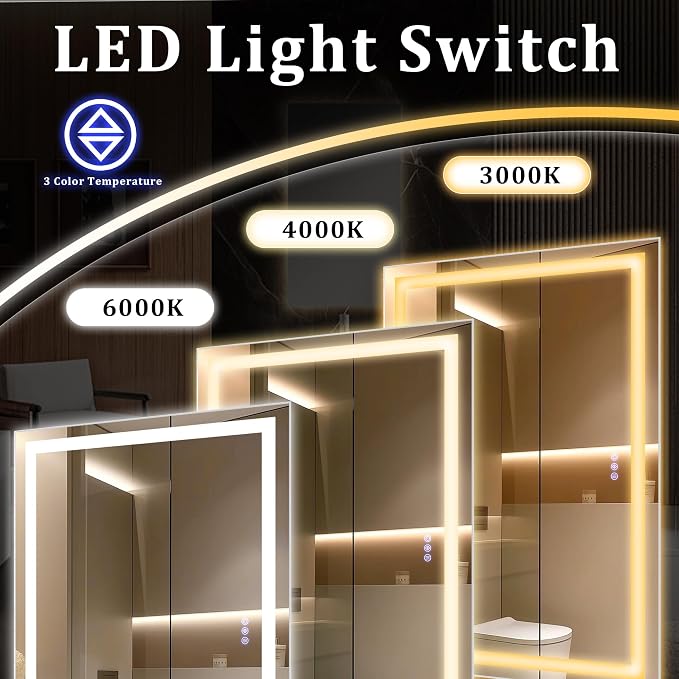 47"x 47" LED Bathroom Mirror with Lights, Backlit & Front Lit | Lighted Bathroom Vanity Mirror for Wall with Dimmable Lights 3 Colors, Adjustable Brightness, Shatterproof Tempered Glass