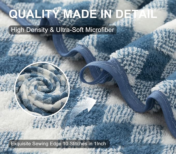 2Pcs Hand Towel 16"x31" Towel Set for Bathroom,Highly Absorbent Quick Dry Face Towel for Daily Use,Soft Microfiber Multipurpose Kitchen Hand Towel Set Collection for Hotel Spa Gym,Blue