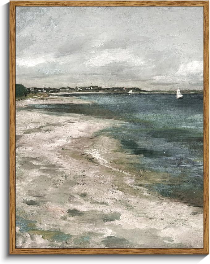 InSimSea Framed Canvas Prints Art Vintage Decor, Coastal Wall Art Living Room, Storm Clouds Vintage Coastal Wall Bathroom Pictures, Traditional Scenic Pictures for Bedroom Office Decor, 11"x14"