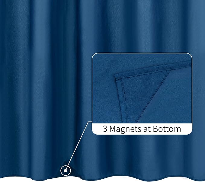 ALYVIA SPRING Waterproof Fabric Shower Curtain or Liner Navy Blue, 72x72 | 3 Magnets, Soft Cloth & Hotel Quality, Machine Washable, Light-Weight, Standard Size