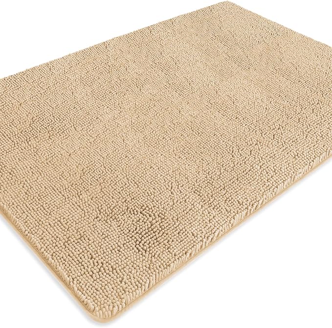 Bathroom Rugs 40 x 60 Inch – Extra Large Bath Mat | Absorbent and Washable Thick Chenille Bath Rugs Non-Slip Runner Rug for Bathroom, Shower, Tub(Ivory Cream)