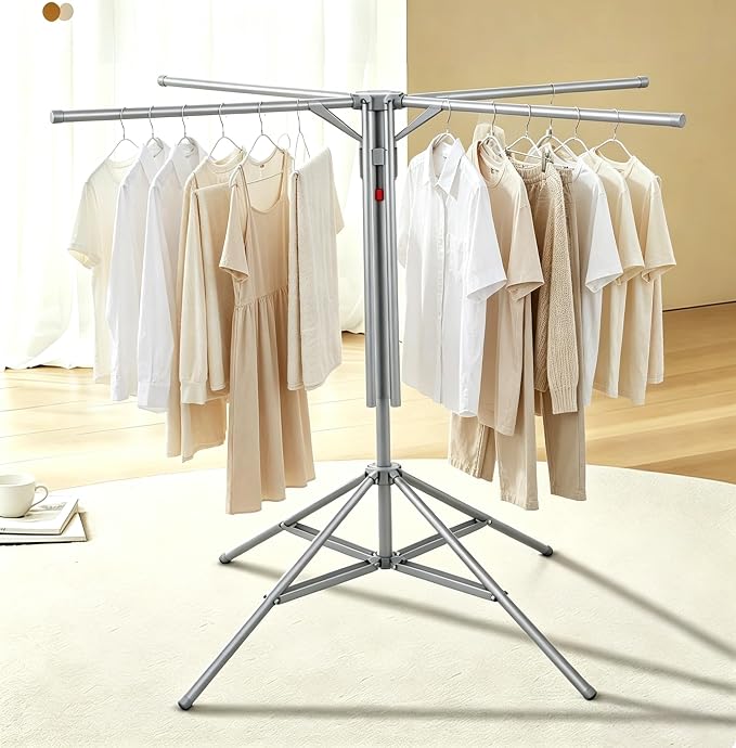 Laundry Rack Clothes Drying Rack Outdoor Portable Foldable Collapsible Hanging Dry Rack, Grey