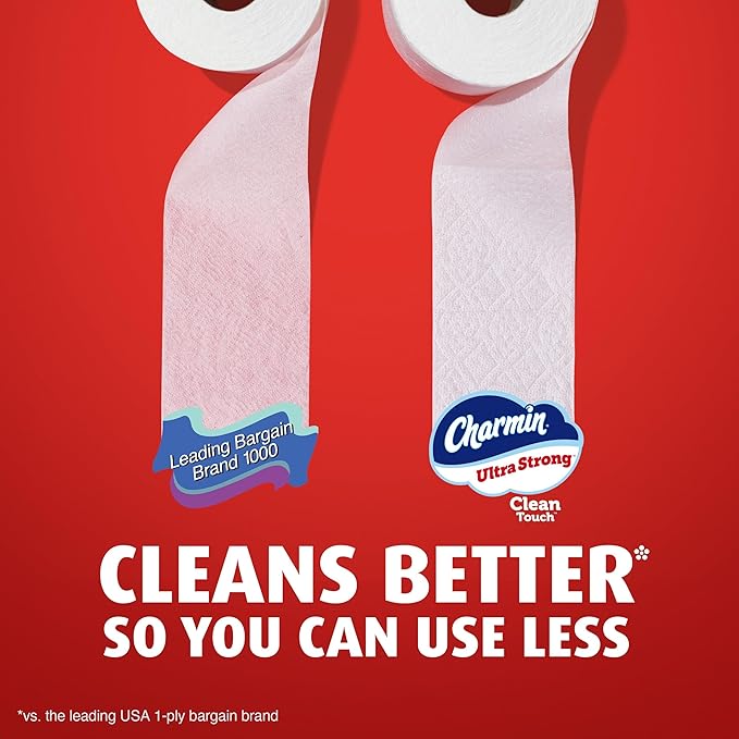 Charmin Ultra Strong Clean Touch 2-Ply Toilet Paper, 18 Family Mega Rolls = 90 Regular Rolls, White
