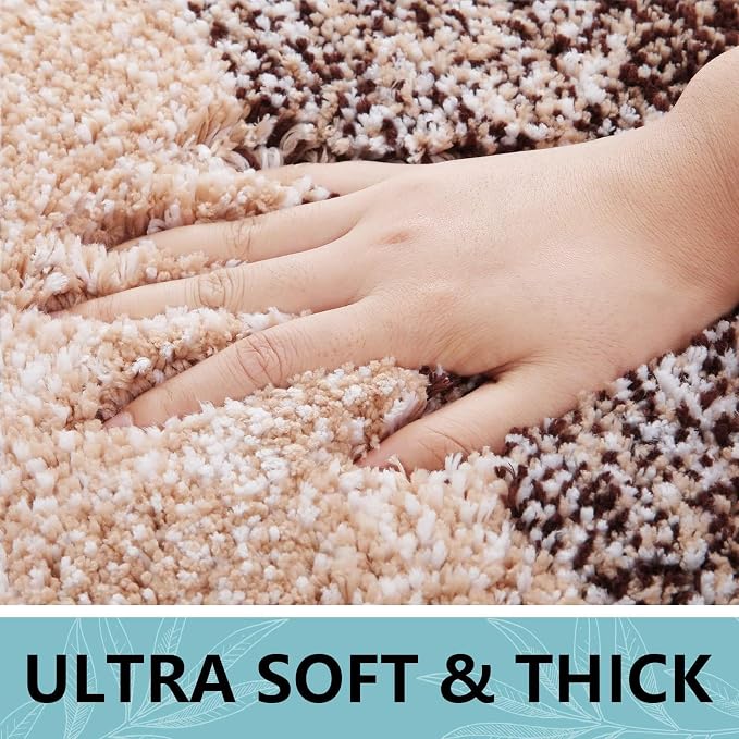 Arotive Microfiber Bathroom Rugs, Shaggy Soft Absorbent Bath Rug, 47x20 | Brown, Rubber Backing Thick Plush Machine Washable Dry Bath Mats for Bathroom, Tub and Shower, Rectangular