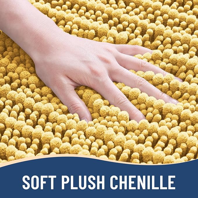 Arotive Bathroom Rugs Mat 47x24, Soft Absorbent Chenille Shaggy Bath Mat | Yellow, Machine Wash Dry, Bath Rugs for Bathroom Floor, Tub and Shower, Home Decor Accessories