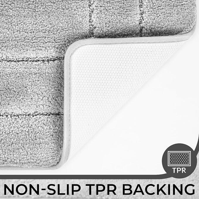 GRANNY SAYS Gray U Shaped Toilet Rug 20" x 24", Non-Slip Bath Mat | Soft microfiber, TPR backing, absorbs water quickly, machine washable, fits around most standard toilet bases
