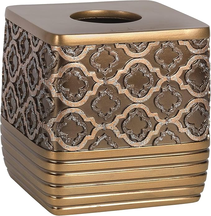 Resin Tissue Box Cover for Modern Home Decor - Minimalist Square Tissue Box Holder for Guest Room, Bedroom, Bathroom, Tabletop & Office - Durable and Aesthetic Tissue Holder, Spindle