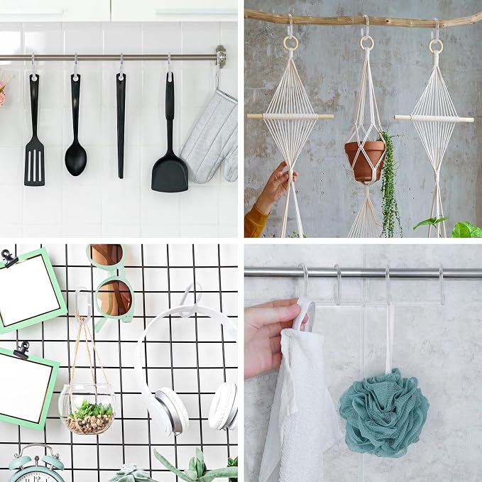48Pcs Plastic Shower Curtain Hooks C Shaped Shower Curtain Clear Rings