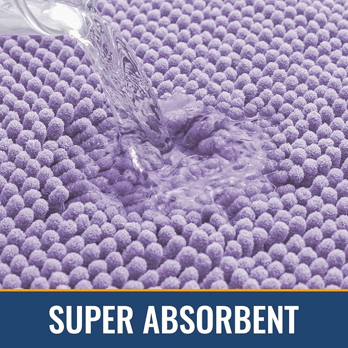 Arotive Bathroom Rugs 36x24, Soft Absorbent Shaggy Chenille Bath Rugs | Lavender, Machine Washable Rubber Backing Bath Mats for Bathroom Floor Tub and Shower Home Decor Accessories