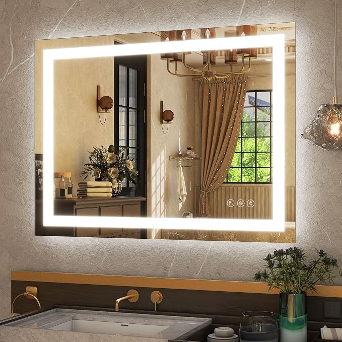 26"x38" LED Lighted Bathroom Mirror, Vanity Mirror with Lights | Dimmable Wall Mirrors with Anti-Fog Dimmable 3 Light Colors LED Mirror Hangs Horizontally or Vertically