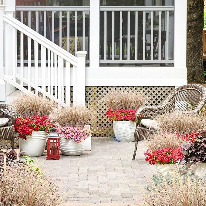 100Pcs Artificial Grass Plants, Faux Shrubs Wheat Grass, Artificial Tall Grasses Fake Plants for Outdoor Decor,Artificial Greenery Stems Weed for Room Indoor Home Decor（Light Purple）