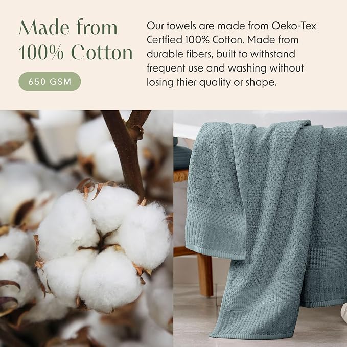 2 Pack Oversized Bath Towels 100% Cotton | Green Towels | Oeko‑TEX Standard 100 | Soft & Absorbent, Quick‑Dry | Trinity Collection - Stormy Sea