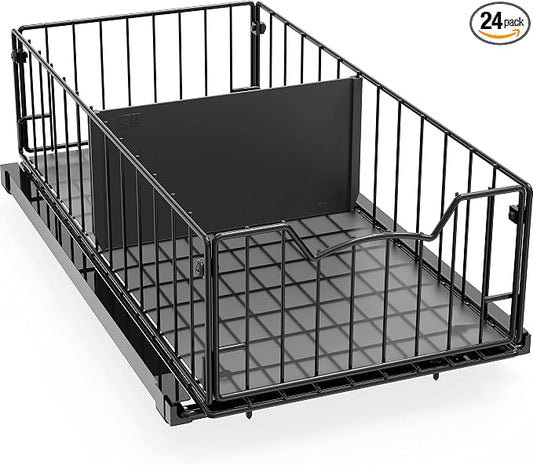 Simple Houseware Pull-Out Cabinet Sliding Basket, 17.2Dx9.7Wx5H, Black | Ideal for Kitchen and Bathroom Cabinet Storage Organizer, Under Sink or Pantry Organization