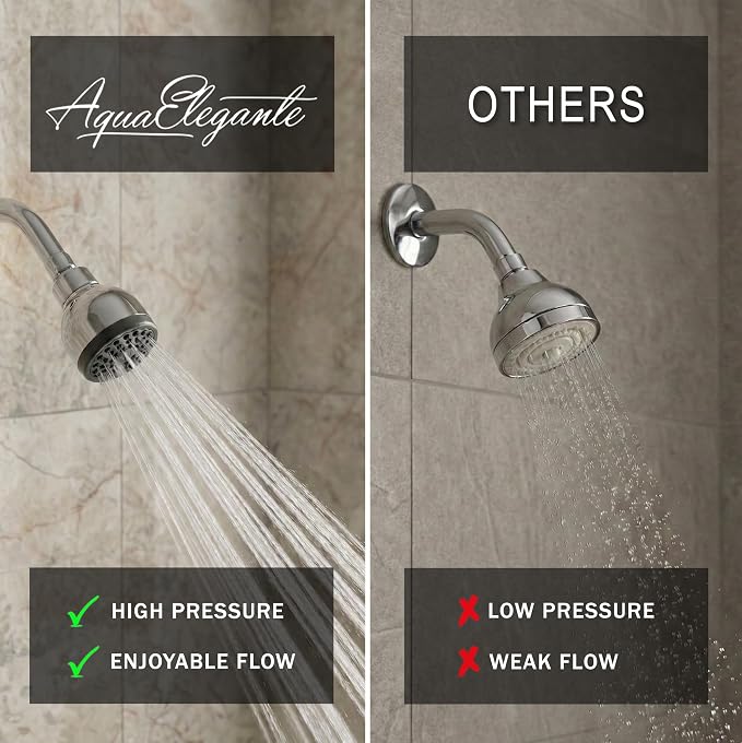 High Pressure Shower Head - 2.5 GPM - Polished Chrome | Best 3 Inch Wall Mount Bathroom Showerhead For Boosting Low Flow With Anti-Clog Nozzles, Adjustable Brass Ball Joint