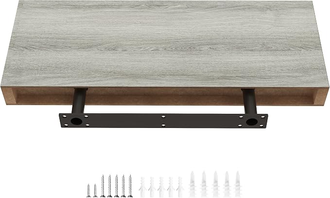 Ballucci Floating Shelf, 36" Hanging Shelf with Invisible Brackets, Wooden Floating Shelves for Walls, Book Shelf, Wall Shelves for Home Office, Bathroom, Living Room, 6 inch Deep, Gray