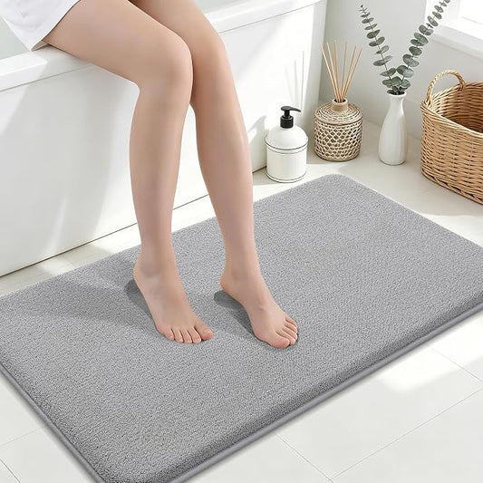 Smiry Memory Foam Bath Mat 40x24, Extra Soft Absorbent Bathroom Rugs | Grey Quick Dry, Machine Washable Bath Mats for Bathroom, Shower, Tub and Home Decor Accessories