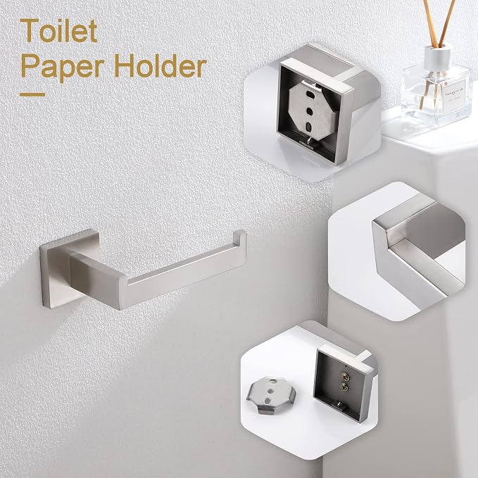 KOKOSIRI Toilet Paper Roll Holder Brushed Nickel Toilet Paper Holder Stainless Steel for Kitchen Bathroom Dispenser Wall Mounted, 2 Pack, B2003BR-P2