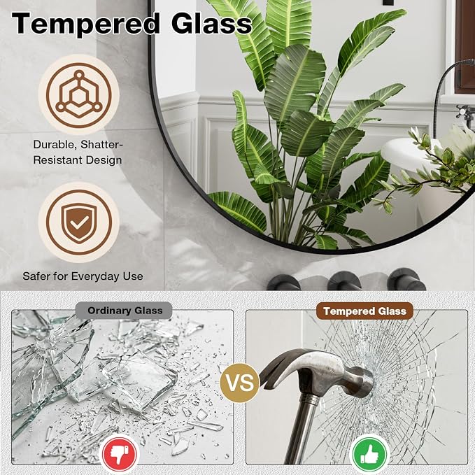 24"x32" Black Oval Bathroom Mirror for Over Sink, Vanity Wall Mirror | Tempered Glass, Clear Reflection, Rust-Resistant Aluminum Frame, Vertical or Horizontal Wall Mount, Bedroom and Entryway