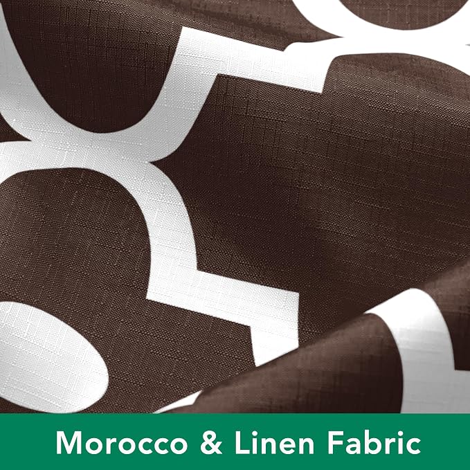 Biscaynebay Extra Long Textured Fabric Shower Curtains 72" W x 84" L, Brown Morocco Pearl Printed Hotel Spa Luxury Decorative Bathroom Curtain Machine Washable