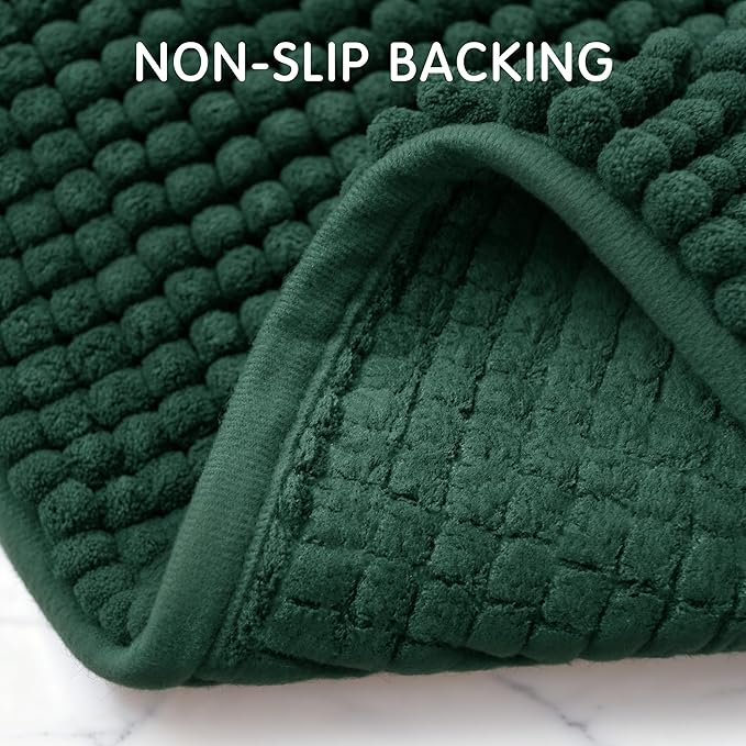 SUBRTEX Bathroom Rugs, 24" x 55" Chenille Bath Rug Soft Short Plush Bath Mat Soft Shower Mat Water Absorbent Shower Mat Quick Dry Machine Washable, Celadon