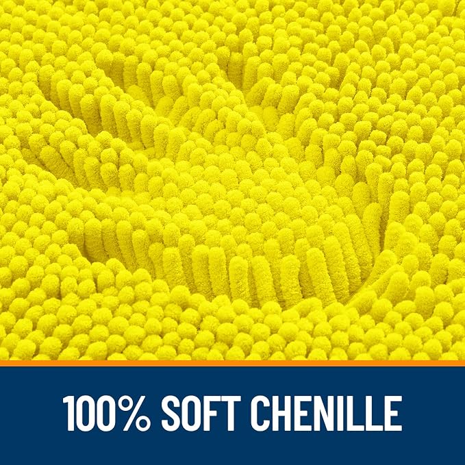 OLANLY Bathroom Rugs 30x20, Extra Soft Absorbent Chenille Bath Rugs | Lemon Yellow, Quick-Drying Rubber Backing, Washable Bath Mat for Bathroom Floor, Tub and Shower, Home Decor Accessories