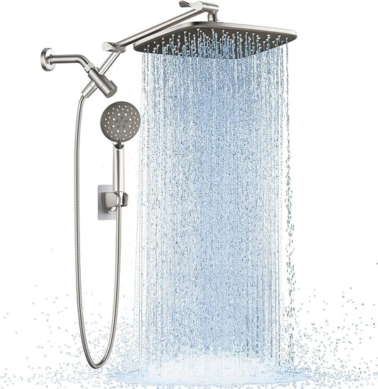 Veken Starlight 11.8" High Pressure Shower Head with Handheld, Easy Install | Handheld Shower with Multi Spray Modes, Rainfall Combo with 15" Metal Extension Arm, Detachable Dual Shower, Bathroom Decor