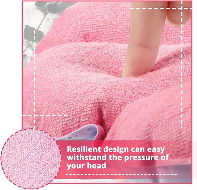 3 Pieces Inflatable Bath Pillow with Suction Cups, Terry Cloth Covered Shell Shape Bathtub Spa Pillow Comfortable Soft Cushion, Neck Support(Pink, Blue, White)