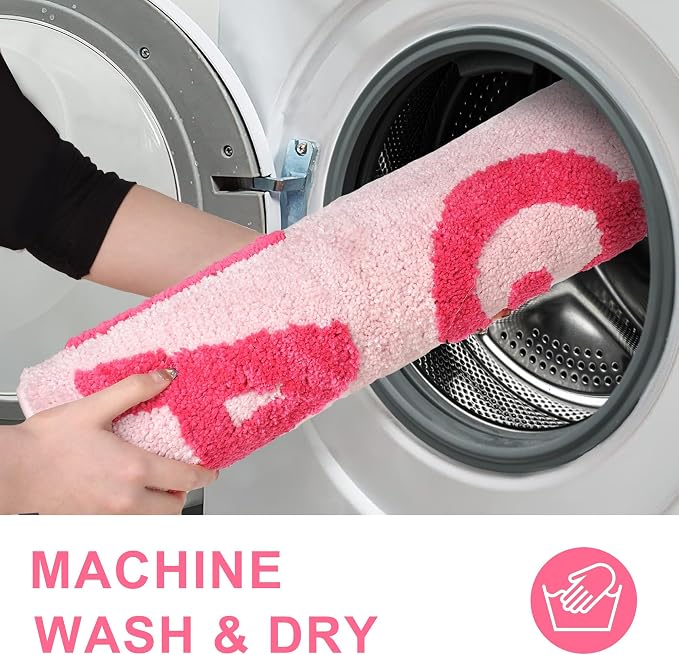 Zeeinx Get Naked Bath Mat Pink Cute Funny Bathroom Rugs 20”x32” | Non Slip Absorbent Microfiber Machine Washable Pink Bathroom Rugs for Tub and Shower Funny Apartment Decor