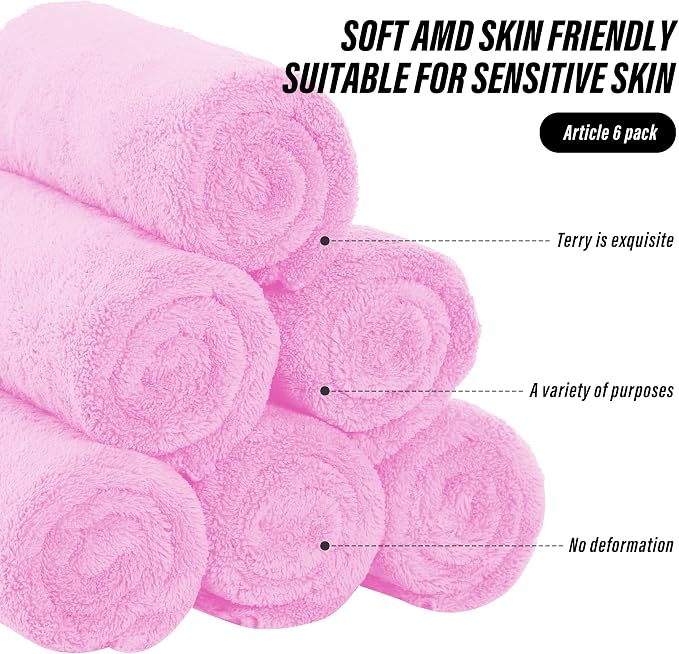 MOONQUEEN 6 Pack Premium Hand Towels - Quick Drying - Microfiber Coral Velvet Highly Absorbent Towels - Multipurpose Use as Hotel, Bathroom, Shower, Spa, Hand Towel 16 x 28 inches (Frozen Berry)