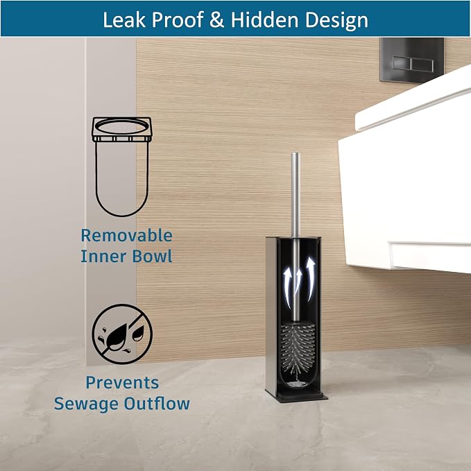 Toilet Brush and Holder Set Brushed Nickel Toilet Bowl Cleaner Brush Freestanding for Bathroom