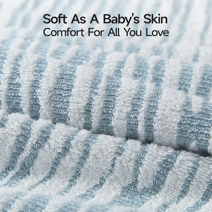 REDKISS 2 Pack Blue Bath Towels Set, 100% Cotton Double-Sided Design | Ultra Soft, Super Absorbent, Quick Dry Bathroom Towels for Bathroom, Gym, Spa, Pool, Hotel & Family Use, 29 x 59 Inches