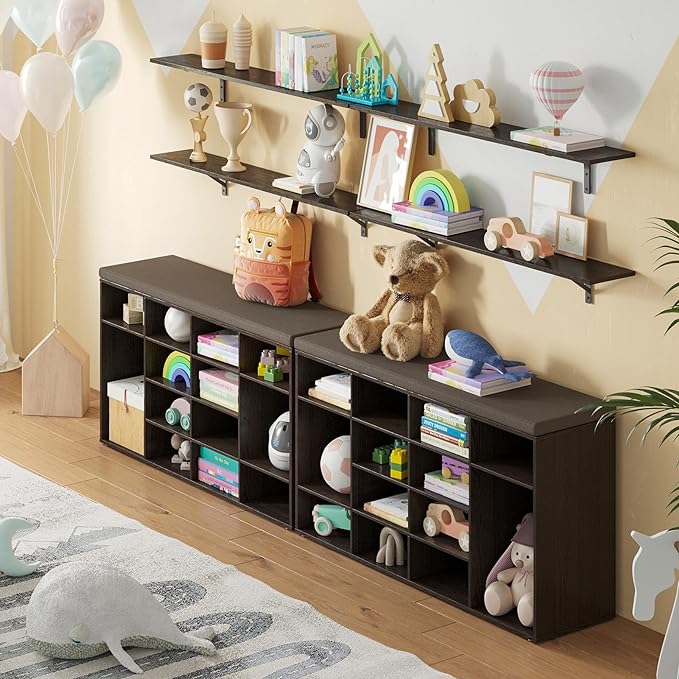 Long Wall Shelves, 55.1Inch Wooden Floating Shelves with Brackets | Extra Large Book Shelf for Wall Set of 2, Wall Mount Storage Ledges Easy Assembly, Max Load 33lbs, Bathroom/Bedroom, Espresso