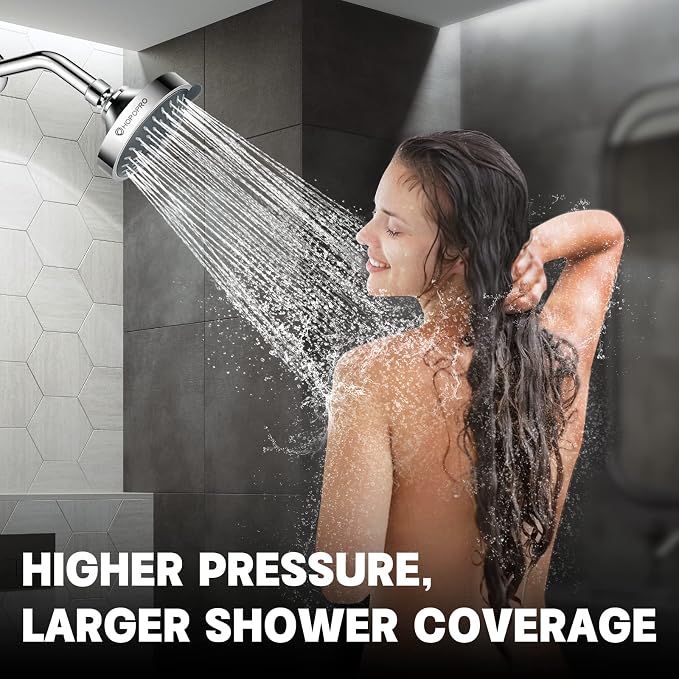 High Pressure Shower Head, HOPOPRO 5-Mode Fixed Showerhead, NBC Recommended | The Washington Post, NBC News, Today TV Show Recommended, Consumer Reports Tested High Flow Fixed Shower Head (4 Inch Chrome)