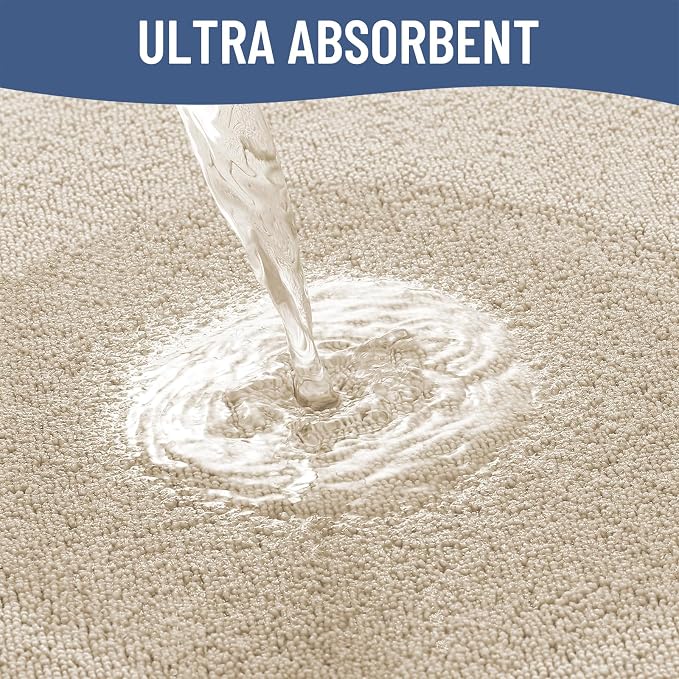Smiry Memory Foam Bath Mat 59x35, Extra Soft Absorbent Bathroom Rugs | Beige Quick Dry, Machine Washable Bath Mats for Bathroom, Shower, Tub and Home Decor Accessories