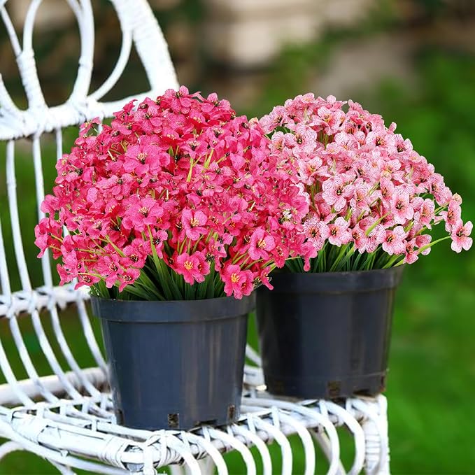 AGIRL Artificial Flowers Outdoor UV Resistant Fake Plant Garden Patio Decor | 24 Bundles,No Fade Plastic Faux Flowers for Hanging Planters front porch yard Indoor Outside,grave decorations for cemetery