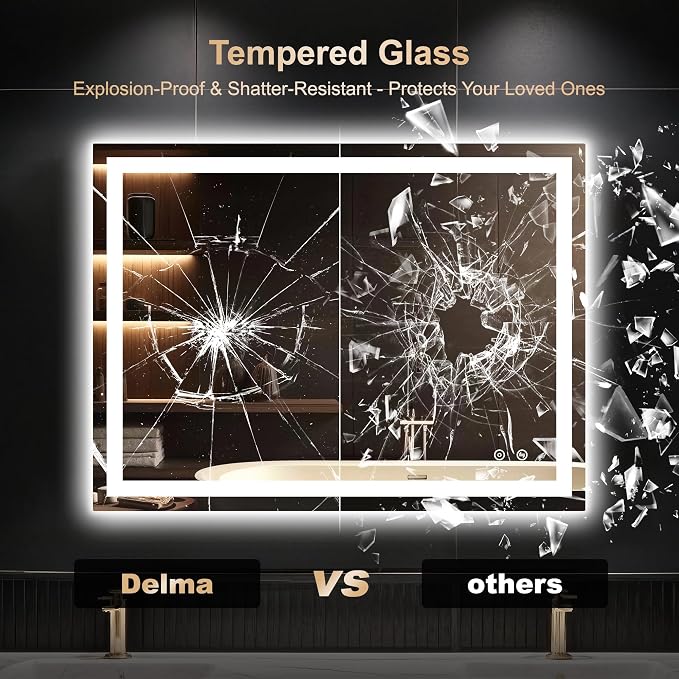 LED Mirror for Bathroom 30x40 Inch, Dimmable Front & Backlit Vanity Mirror with Anti-Fog, 3 Color Modes, Memory Function, Shatterproof Tempered Glass, Horizontal or Vertical Mount