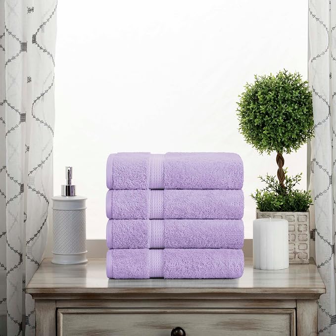 SUPERIOR Egyptian Cotton Plush & Absorbent, Hand Towel Set of 4, Purple | Quick Dry, Soft Luxury Towel Set, Bath Essentials for Bathroom, Guest Bath, Spa, 4 Piece Set, Madeline Towels