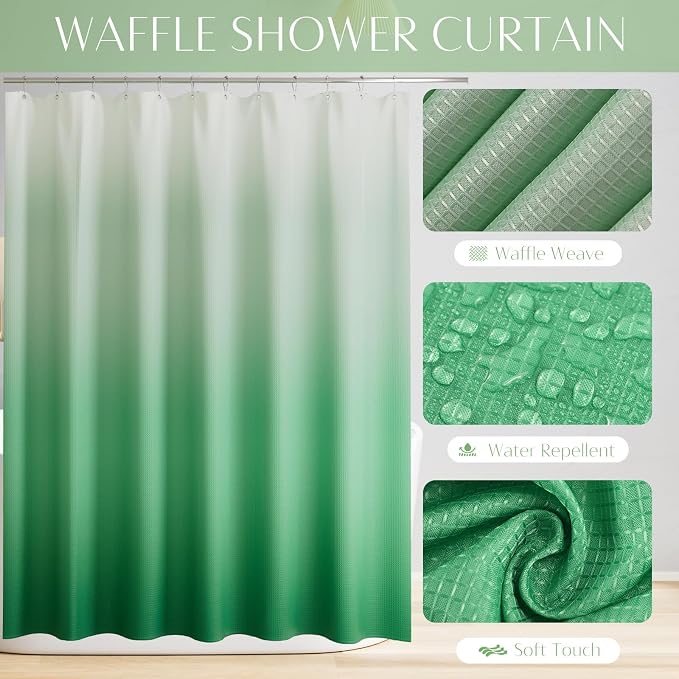 32PCS Bathroom Set Bathroom Sets with Shower Curtain and Rugs Green Bathroom Accessories,Shower Curtain Set,Bathroom Rug Set with Bathroom Trash Can